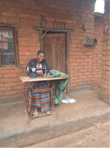 Martha with her sewing machine.