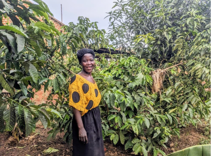 A smallholder farmer in Uganda that is an OBUL banking client.
