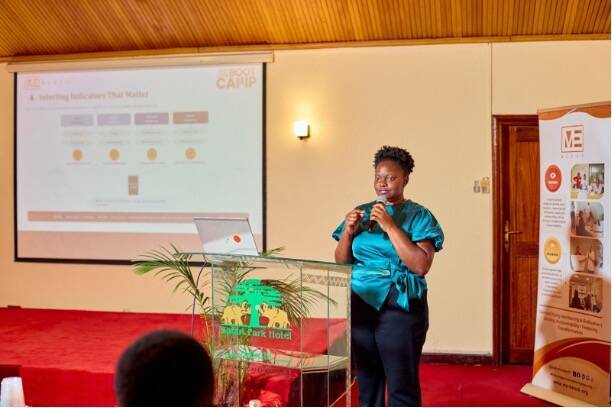 Sarah Nassanga speaking at a summit in Nairobi