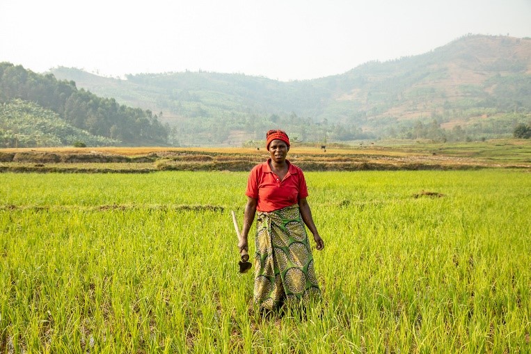 Nirere Jeanne D'Arc on her farm in Rwanda.